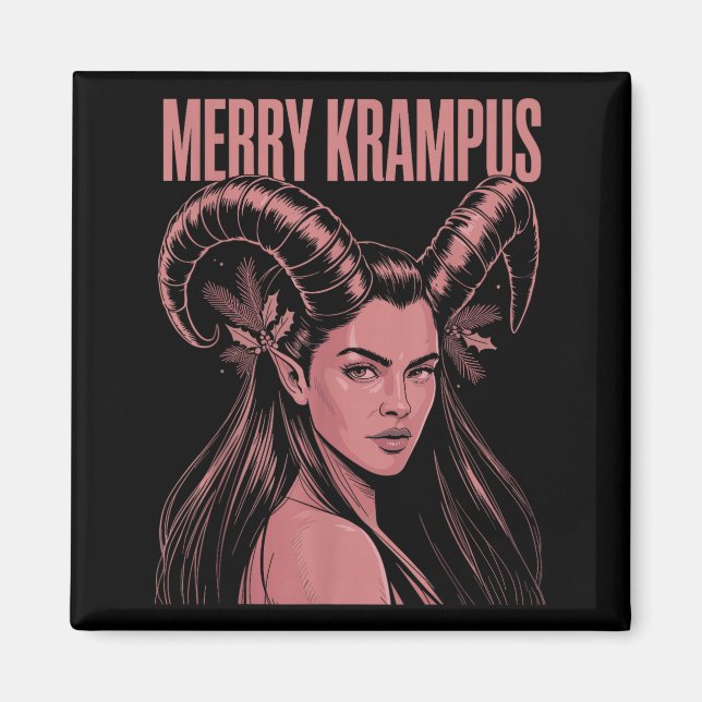 Merry Krampus Ironic Lilith Christmas Dark Feminin Magnet (Framsidan)
