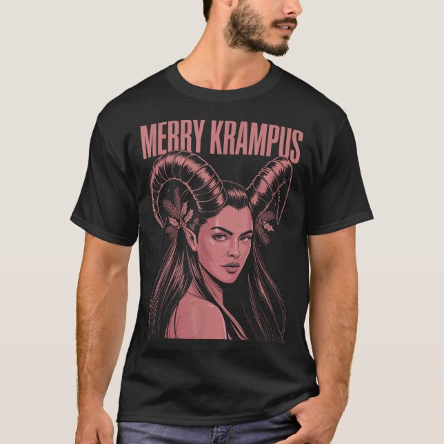 Merry Krampus Ironic Lilith Christmas Dark Feminin T Shirt (Framsida)