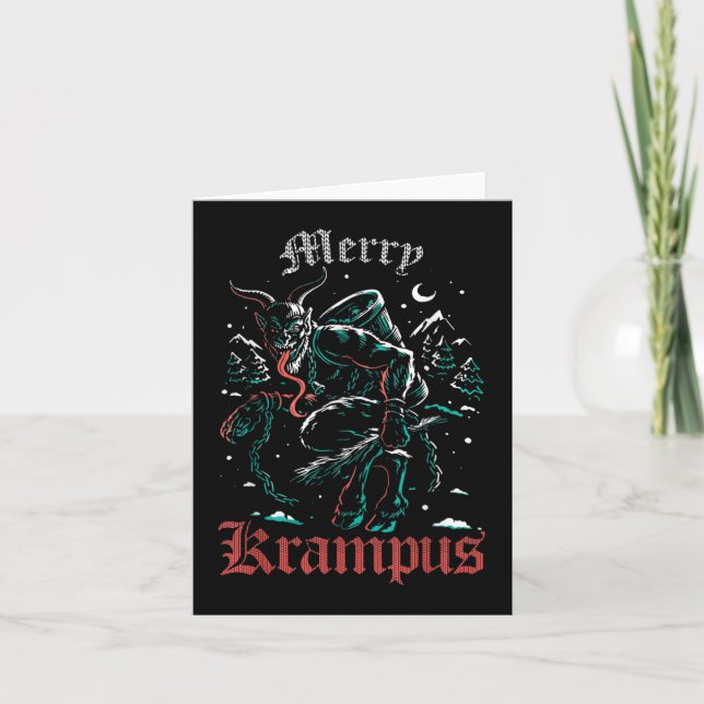 Merry Krampus jul Julafton Horror Ugly Evil Paj Kort (Framsida)