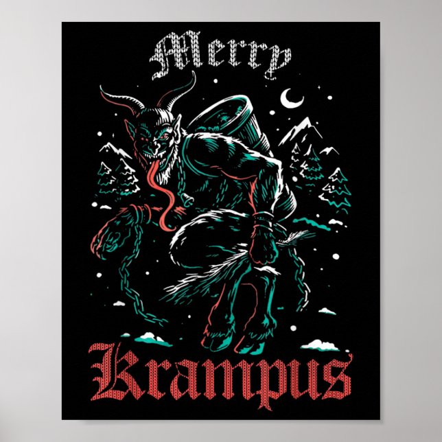 Merry Krampus jul Julafton Horror Ugly Evil Paj Poster (Framsidan)