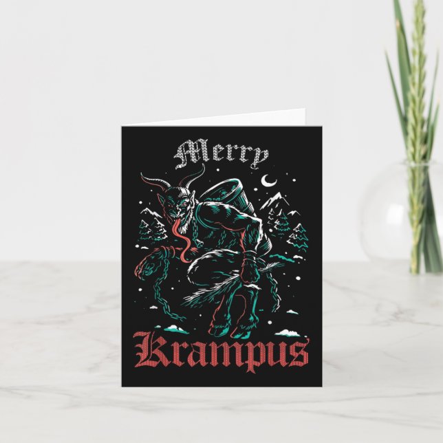 Merry Krampus jul Julafton Horror Ugly Evil Paja Kort (Framsida)