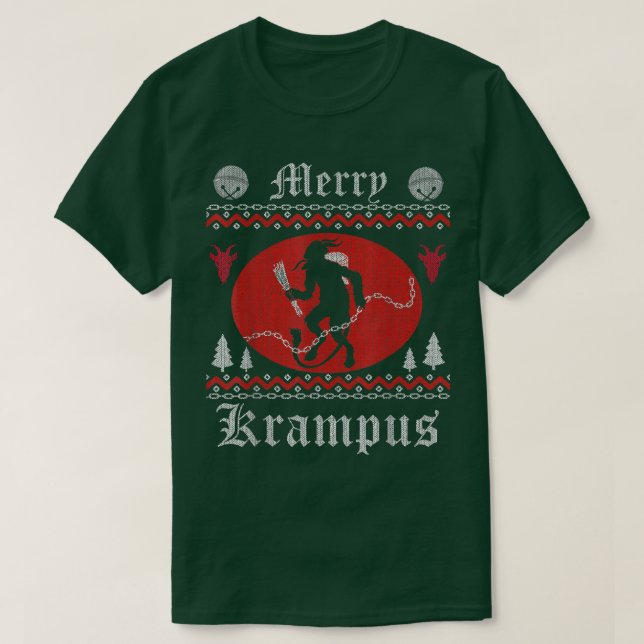 Merry Krampus jul Julafton Horror Ugly Sweater E T Shirt (Design framsida)