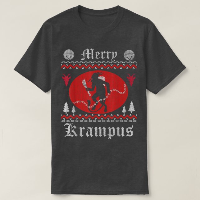 Merry Krampus jul Julafton Horror Ugly Sweater E T Shirt (Design framsida)