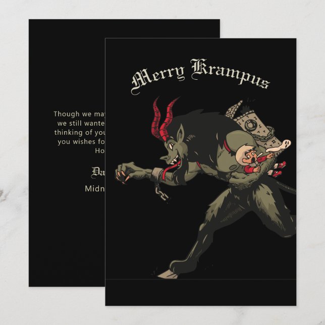 Merry Krampus julkort Helgdag Card (Fram/baksida)
