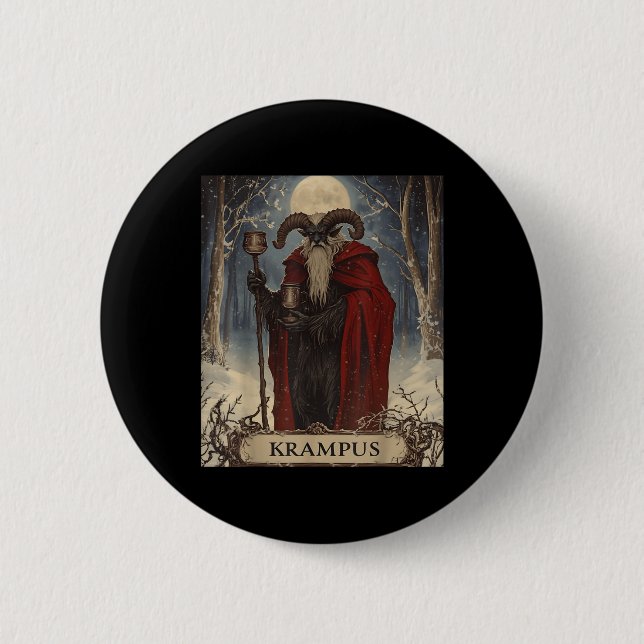 Merry Krampus Pajama Funny Christmas Horror Ugly S Knapp (Framsida)