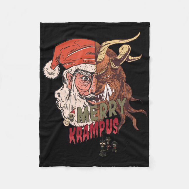 Merry Krampus Scary Santa Horror jul Fleecefilt (Framsidan)