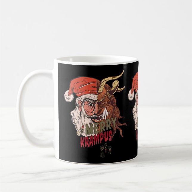 Merry Krampus Scary Santa Horror jul Kaffemugg (Vänster)