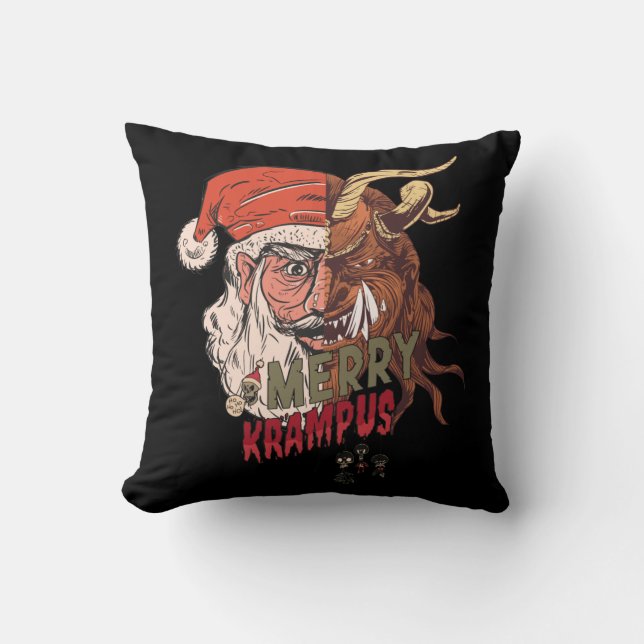 Merry Krampus Scary Santa Horror jul Kudde (Framsida)