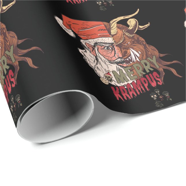 Merry Krampus Scary Santa Horror jul Presentpapper (Rullad Hörn)