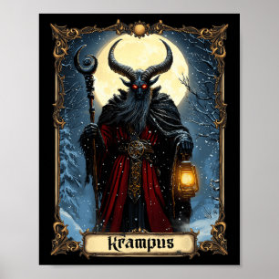 Merry Krampus Tarot Card julfasor Ugly Swe Poster