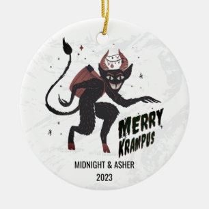 Merry Krampus Typography jul Julgransprydnad Keramik