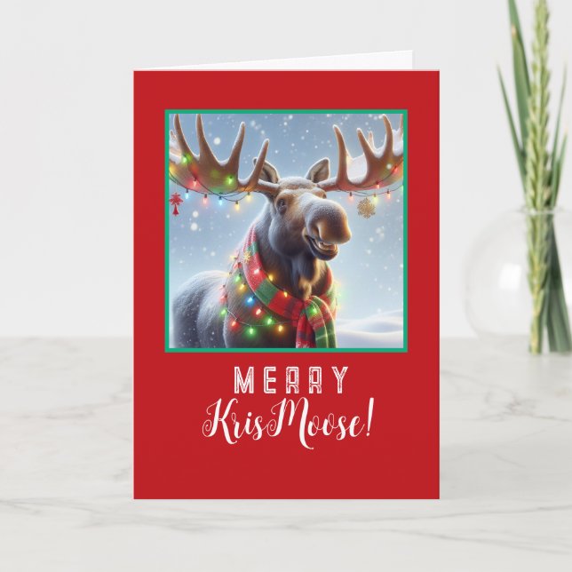 Merry KrisMoose - Moose med prydnadsämnen Helgkort (Framsida)