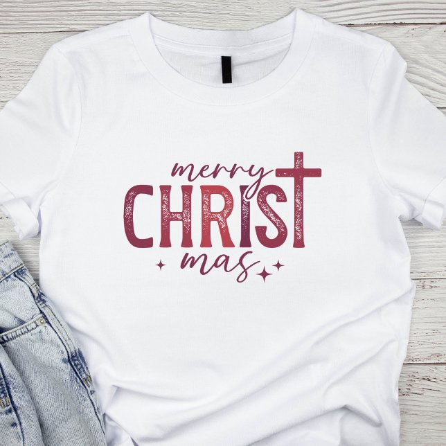 Merry Kristas Christian Religiösa Bold Red T Shirt (Skapare uppladdad)