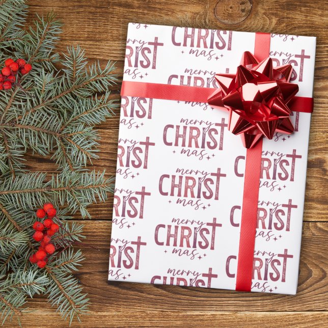 Merry Kristas Christian Religiösa Modern Red Presentpapper (Skapare uppladdad)