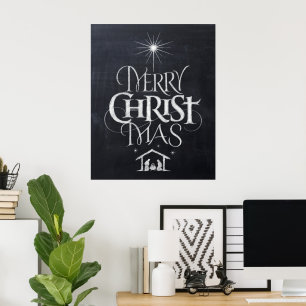 Merry Kristus Mas Christian jul Black Chalk Poster