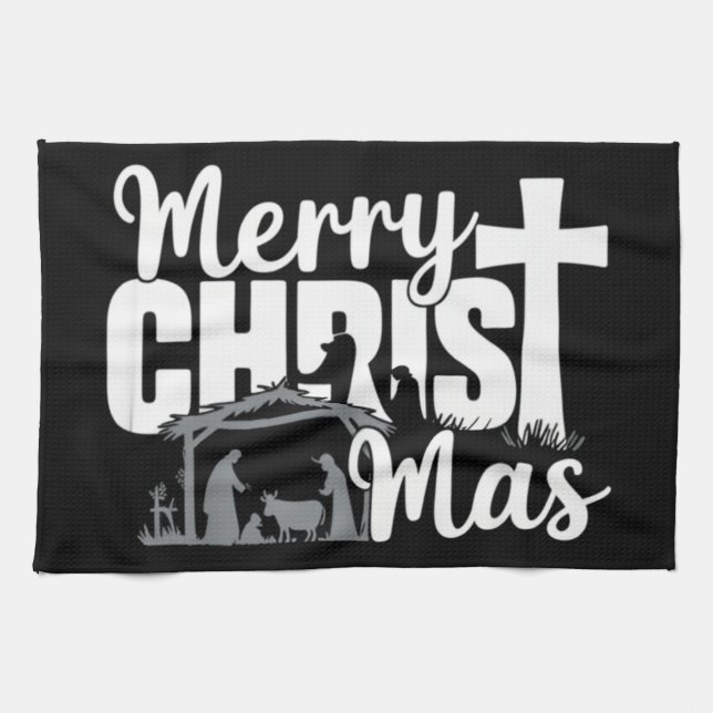 Merry Kristus Mas Christian Jul Jesus Familj Kökshandduk (Horisontell)