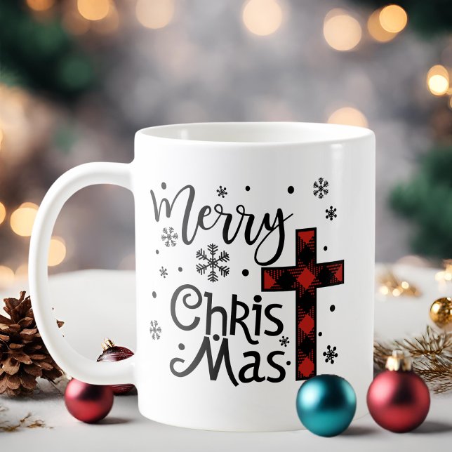 Merry Kristus Mas Christian jul Kaffemugg (Merry Christ Mas Christian Christmas Coffee Mug)