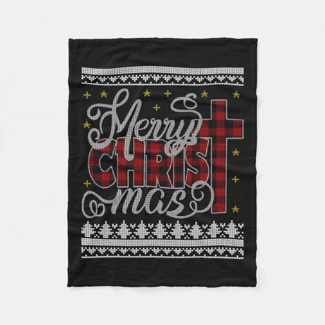 Merry Kristus Mas Jesus Christian Pajamas Ugly Chr Fleecefilt (Framsidan)
