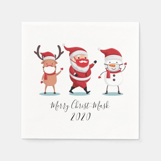 Merry Kristus Mask Quarantine 2020 Santa Reindeer Pappersservett (Framsidan)