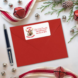 Merry Kristus-moose Funny jul Moose Adressetikett