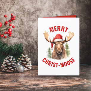 Merry Kristus-moose Funny jul Moose Helgkort