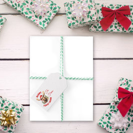 Merry Kristus-moose Funny jul Moose Presentetikett