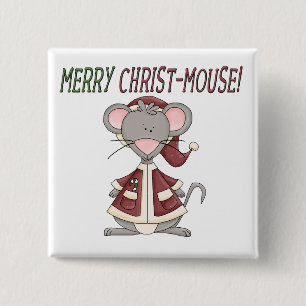 Merry Kristus-Mouse T-shirts och presenter Knapp