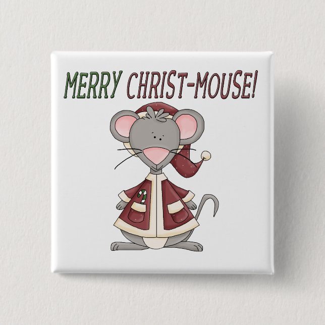 Merry Kristus-Mouse T-shirts och presenter Knapp (Framsida)