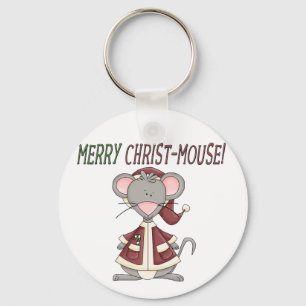 Merry Kristus-Mouse T-shirts och presenter Nyckelring