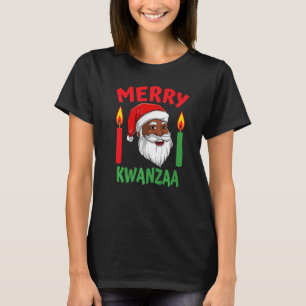 Merry Kwanzaa African American Jultomten Black C T Shirt