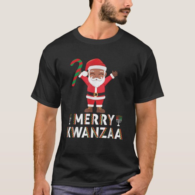 Merry Kwanzaa Santa Black Christmas African Americ T Shirt (Framsida)