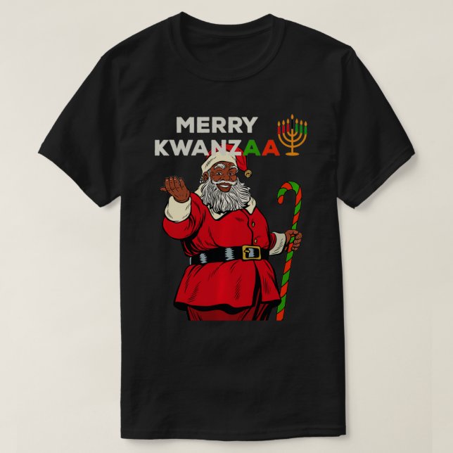 Merry Kwanzaa Santa Black Christmas African Americ T Shirt (Design framsida)