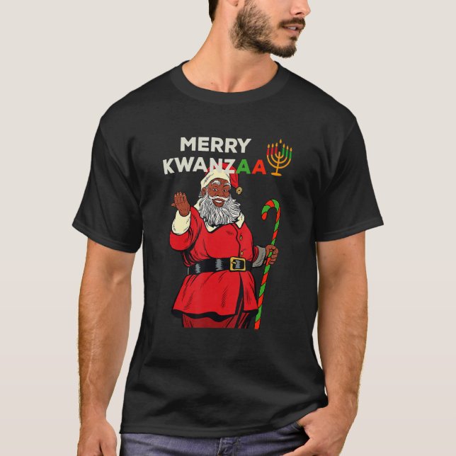 Merry Kwanzaa Santa Black jul African Americ T Shirt (Framsida)