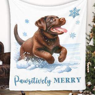 Merry Labrador Retriever Puppy Hund jul Fleecefilt