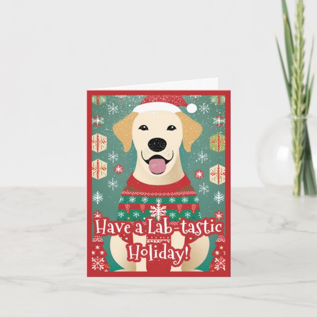 Merry Labrador Retriever Ugly julsötare Helgkort (Framsida)