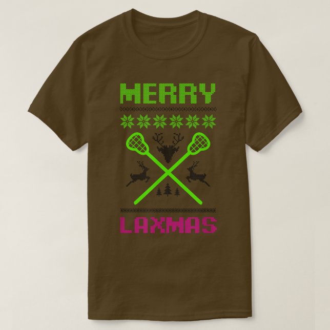 Merry Lamas Ugly Design Lacrosse jul T Shirt (Design framsida)