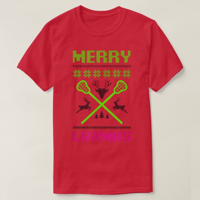 Merry Lamas Ugly Design Lacrosse jul T Shirt (Design framsida)