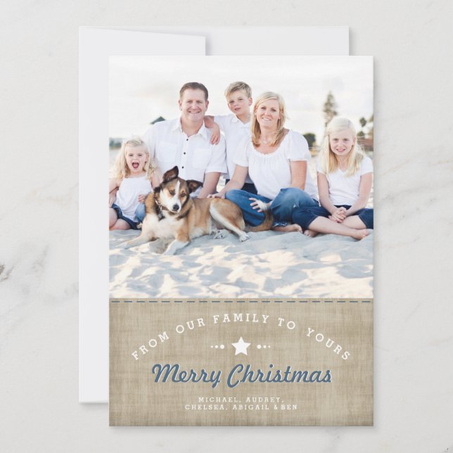 Merry Land julkort för Rustic Burlap-foto (Framsida)
