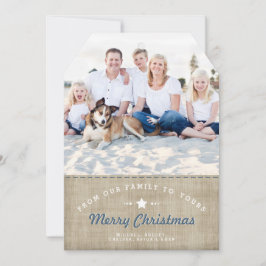 Merry Land julkort för Rustic Burlap-foto