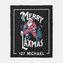Merry Laxmas Black Christmas Lacrosse Christmas Fleecefilt