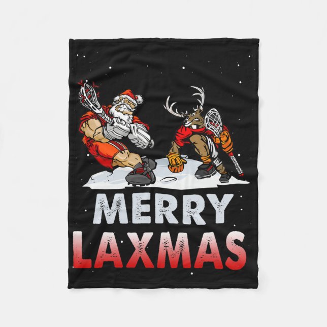 Merry Laxmas-ful jul Lacrosse Santa Reindee Fleecefilt (Framsidan)