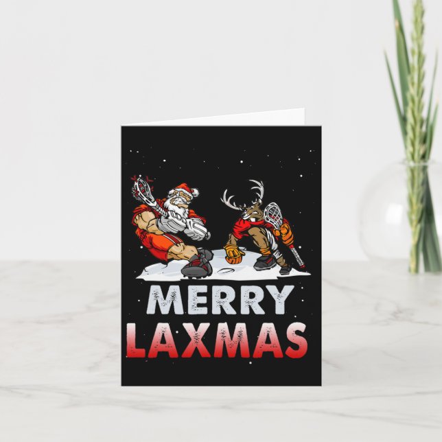 Merry Laxmas-ful jul Lacrosse Santa Reindee Kort (Framsida)