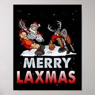 Merry Laxmas-ful jul Lacrosse Santa Reindee Poster