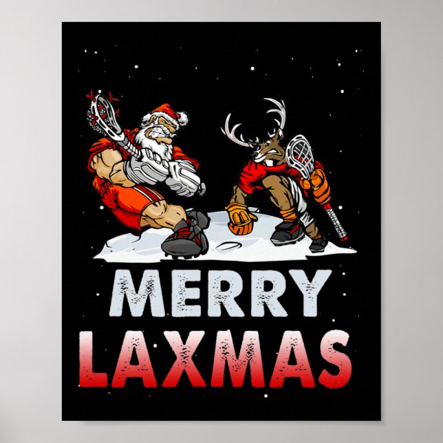 Merry Laxmas-ful jul Lacrosse Santa Reindee Poster (Framsidan)