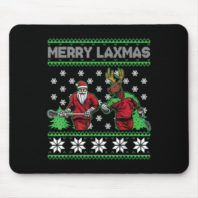 Merry Laxmas Funny Christmas Lacrosse Player Holid Musmatta (Framsidan)