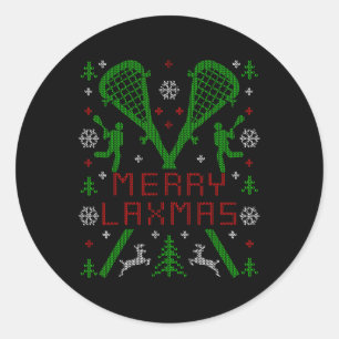Merry Laxmas Funny Lacrosse Ugly jul Sweater Runt Klistermärke