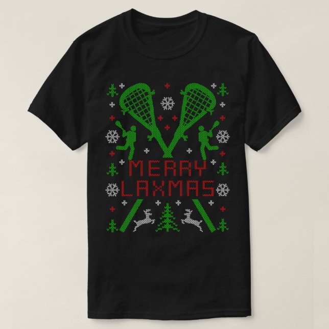 Merry LAXMAS Lacrosse LAX Ugly jul Sweater T Shirt (Design framsida)