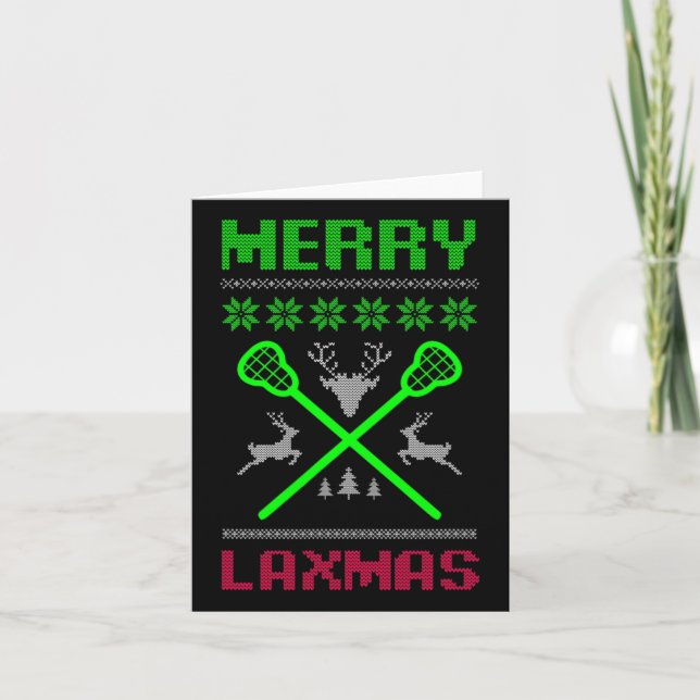 Merry Laxmas Ugly Design Lacrosse-jul Kort (Framsida)