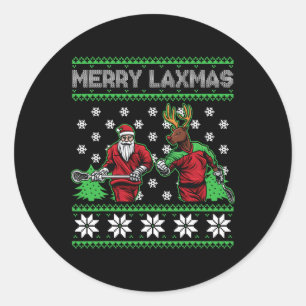 Merry Laxmas Ugly jul Lacrosse Santa Reindee Runt Klistermärke
