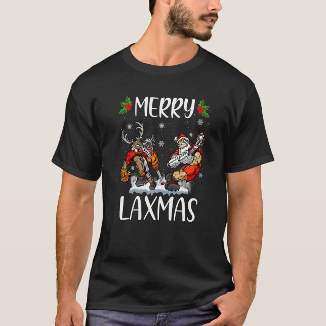 Merry Laxmas Ugly jul Lacrosse Santa Reindee T Shirt (Framsida)